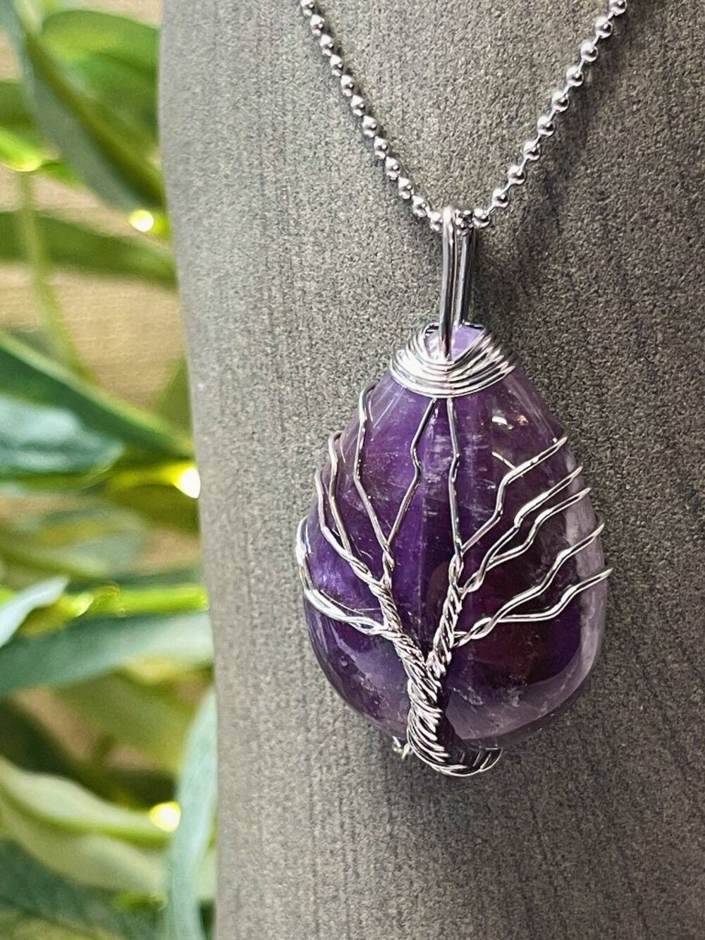Silver Amethyst Tree of Life Pendant Necklace, Boutique